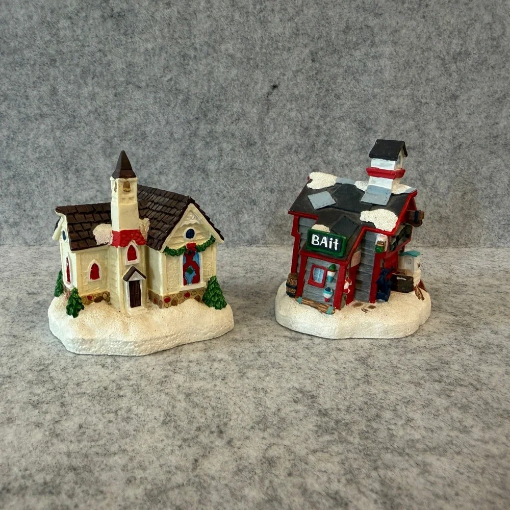 Christmas Village Buildings - Boat House and Church - 3